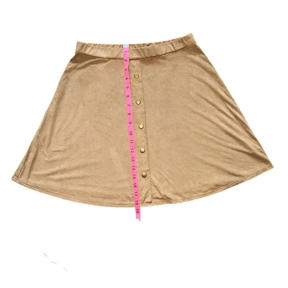 COMO Vintage Elegant Tan Button-Up Skirt Sz: M - Picture 4 of 6